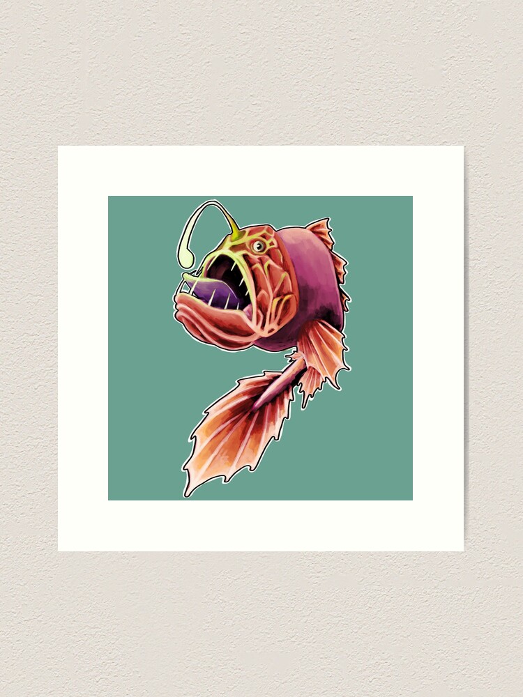 angler fish red with green light Art Print for Sale by