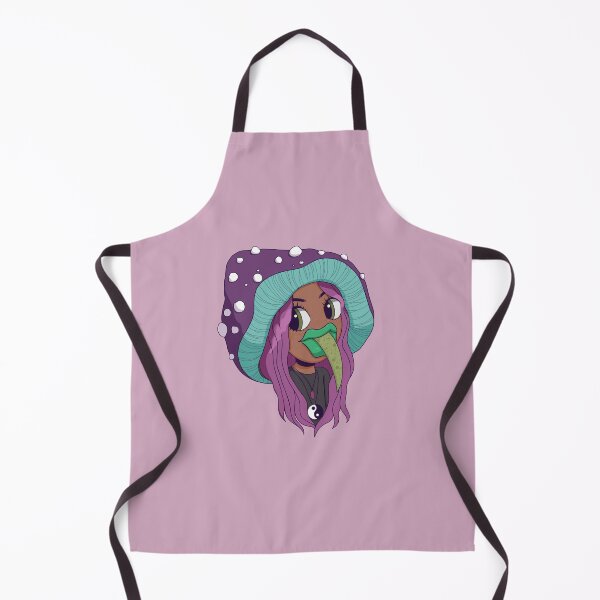 Item preview, Hippie Mushroom Girl with Yin Yang Necklace designed and sold by SeaMushrooms.