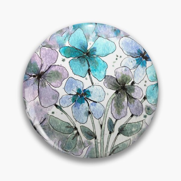 Artikelvorschau, Aquarell Doodle Flower Cluster Art mit blaugrünen, Lavendel und blauen Mustern entworfen und verkauft von bryanmcclelland.