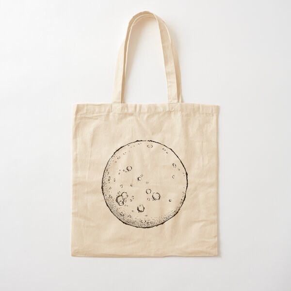 Full Moon Illustrative Lunar Art Cotton Tote Bag