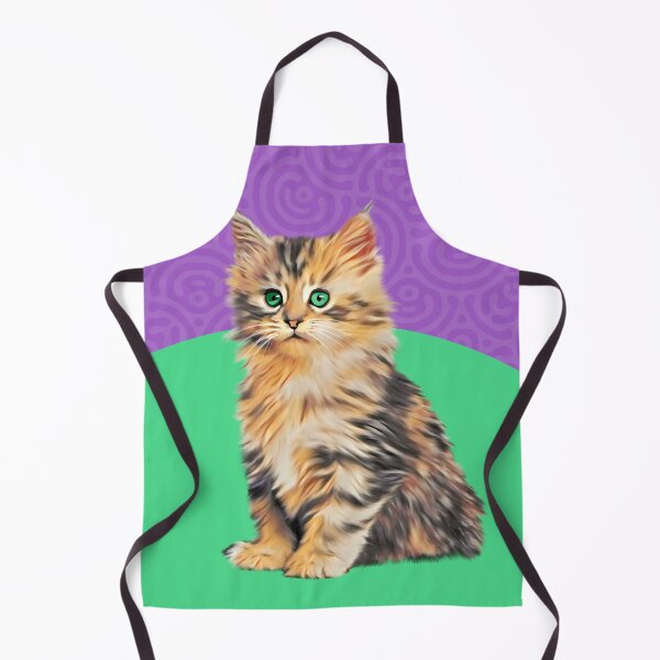 Item preview, Cute kitten with green eyes on a green and purple background designed and sold by forziati design.