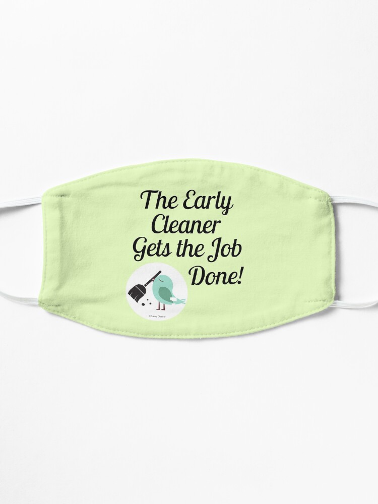 Alternate view of The Early Cleaner Gets The Job Done Bird Broom Humor Mask