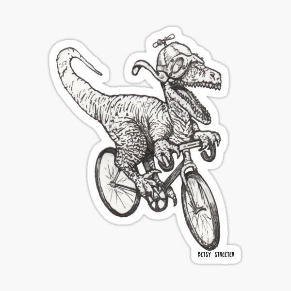 Steampunk Dinosaur on a Bicycle Sticker