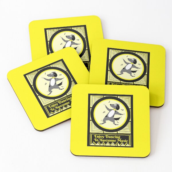 Item preview, Dog enjoying dancing to awesome music in a yellow circle surrounded by square tunnels designed and sold by AnnaBBS.