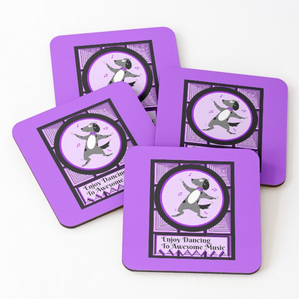 Item preview, Dog enjoying dancing to awesome music in a purple circle surrounded by square tunnels designed and sold by AnnaBBS.