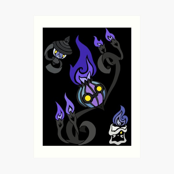 Flames of the Forgotten - Chandelure, Lampent and Litwick Art Print