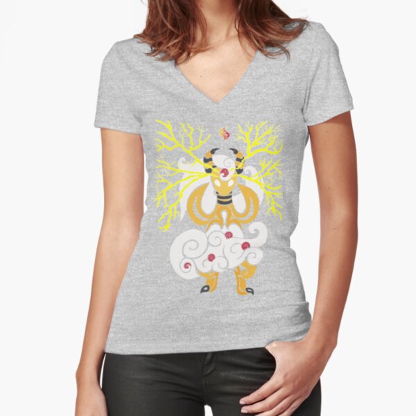 Tribalish Mega Ampharos - Eye of the Storm Fitted V-Neck T-Shirt
