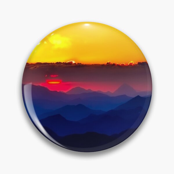 Item preview, Austria dark blue mountains silhouette yellow orange sky sunrise landscape designed and sold by August-E.