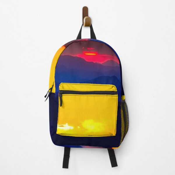 Item preview, Austria dark blue mountains silhouette yellow orange sky sunrise landscape designed and sold by August-E.