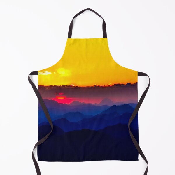 Item preview, Austria dark blue mountains silhouette yellow orange sky sunrise landscape designed and sold by August-E.