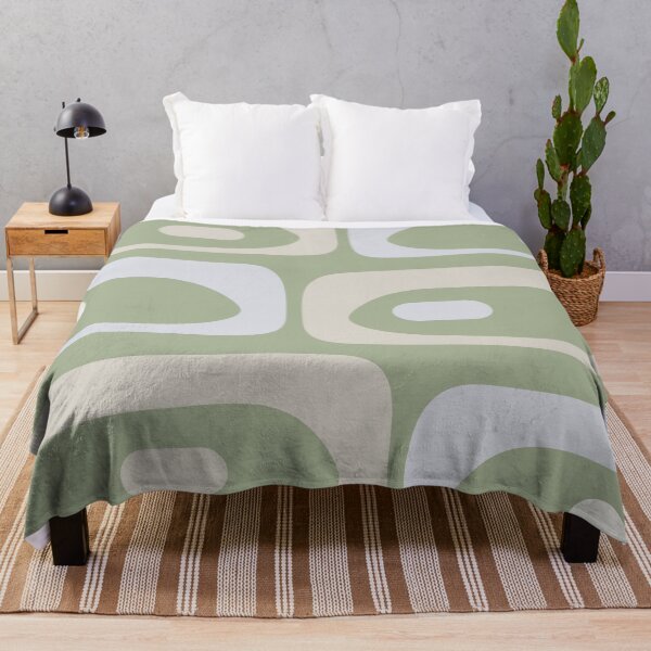 Item preview, Mid Century Modern Piquet Abstract Minimalist Pattern in Sage Green, Light Silver Grey, and Beige designed and sold by kierkegaard.