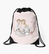 Beautiful Wedding Newlywed Bride Groom Horse Drawstring Bag