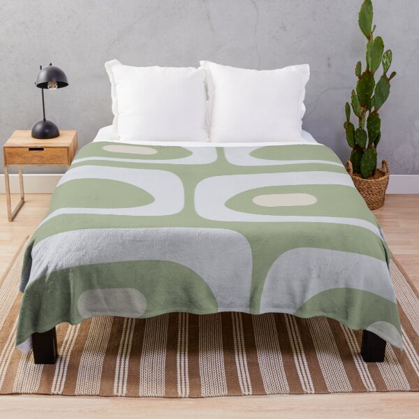 Item preview, Mid Century Modern Piquet Abstract Minimalist Pattern in Sage Green, Beige, and Light Silver Grey designed and sold by kierkegaard.
