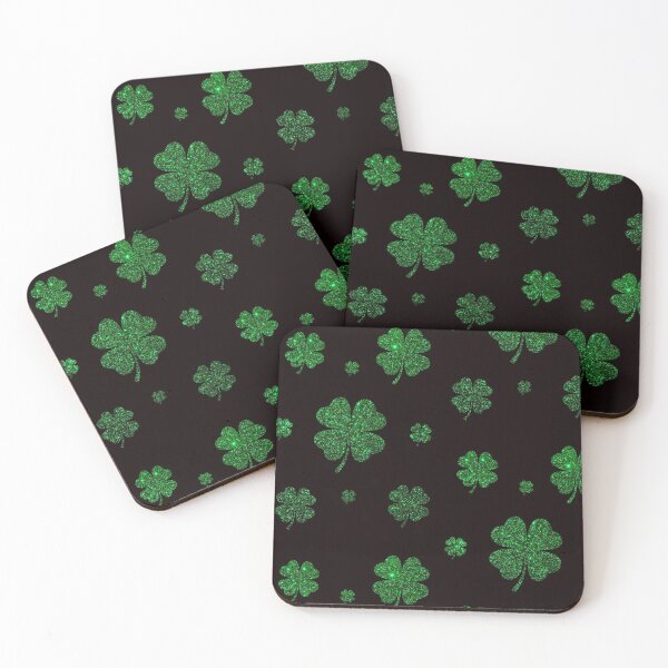 Item preview, St Patricks Day, Deep Green 4 Leaf Faux Glitter Clovers designed and sold by Felicity-K.