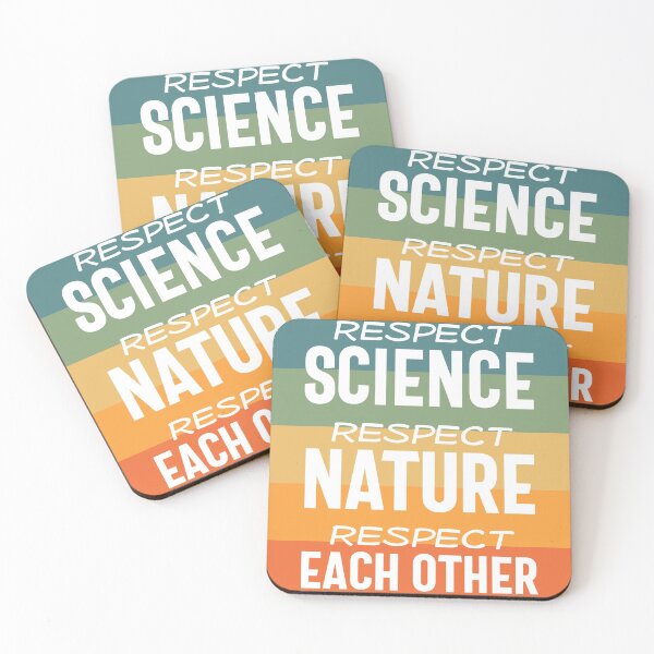 Item preview, Respect science, respect nature, respect each other (white text on black or retro stripes) designed and sold by Ofeefee.