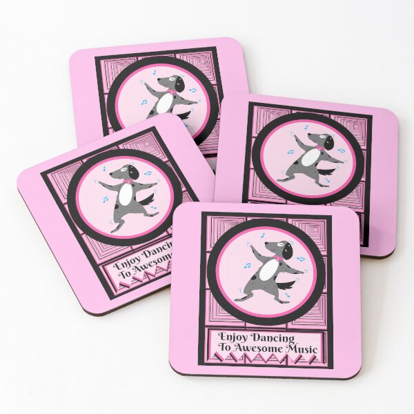 Item preview, Dog enjoying dancing to awesome music in a pink circle surrounded by square tunnels designed and sold by AnnaBBS.