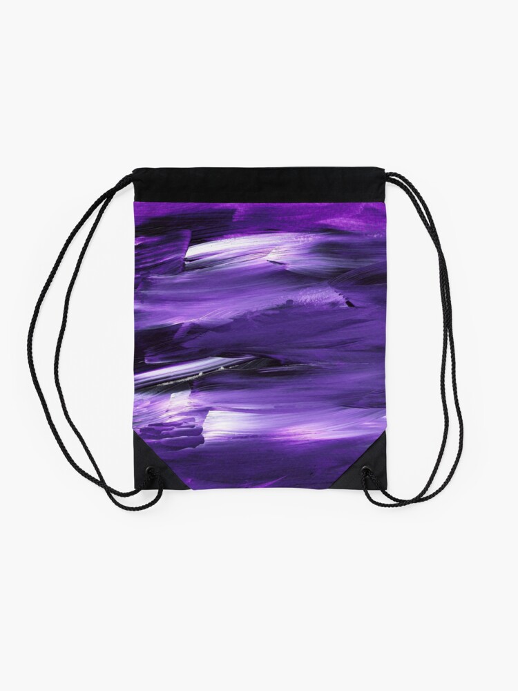 Alternate view of Watercolor Paintbrush Purple Pattern Drawstring Bag