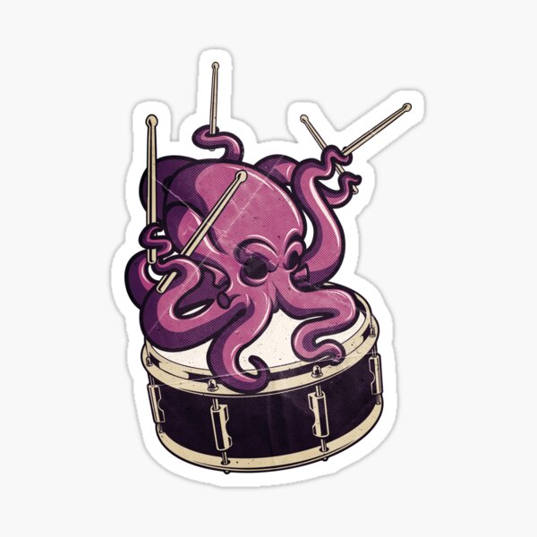 Octopus Drummer Sticker