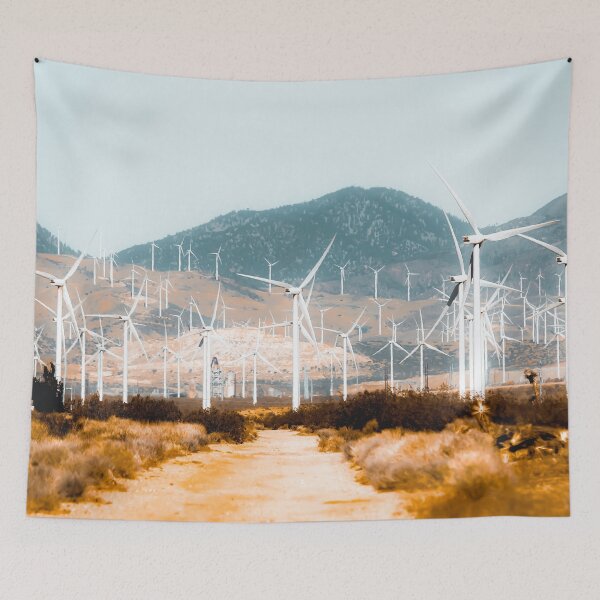 Item preview, Wind turbine in the desert with mountain background at Kern County California USA  designed and sold by Mrvell.