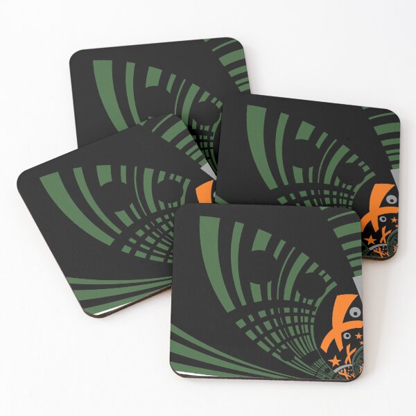 Item preview, Black Orange Green Ornament - Modern Art 2 designed and sold by vortexatelier.