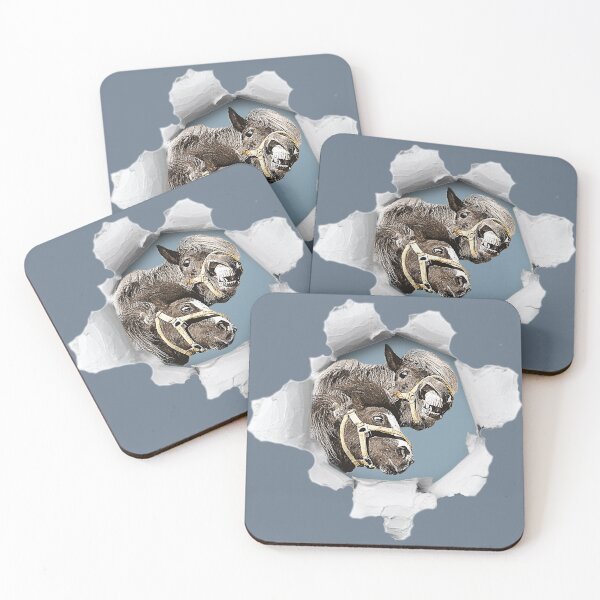 Item preview, Two Horses poking their heads out of a Hole designed and sold by TheKingdomAttic.