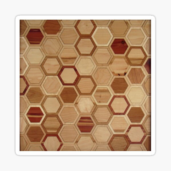 Hexagons in Natural Woods Sticker