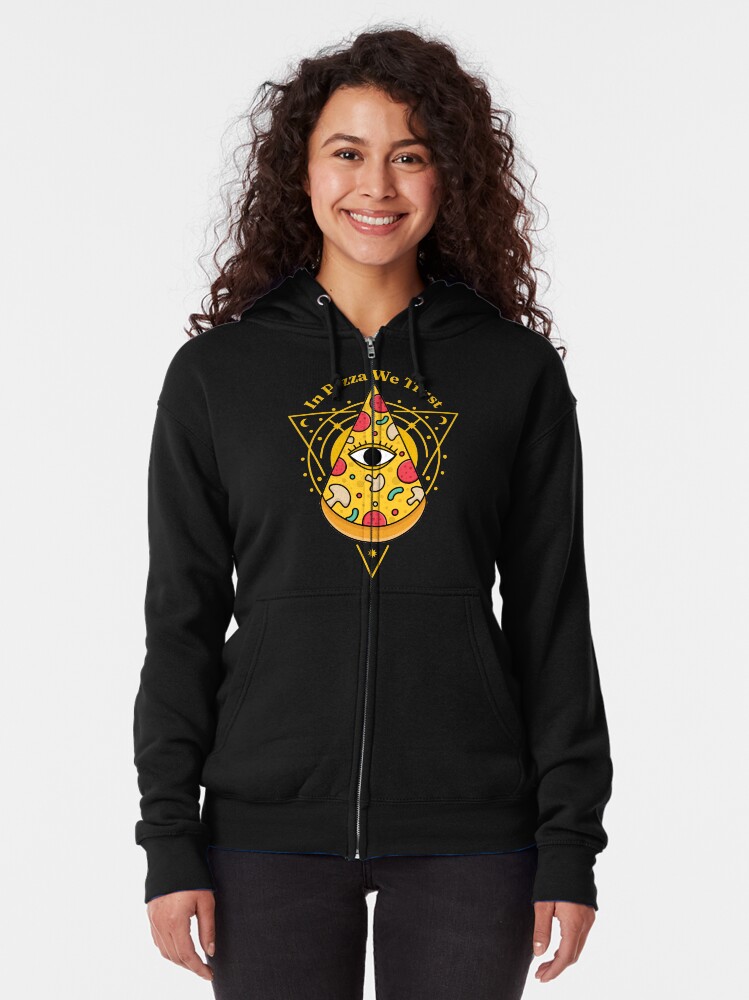 Alternate view of Pizzaminati In Pizza We Trust - T-Shirt for Pizza Lovers with Conspiracy Theories Seasoning Zipped Hoodie