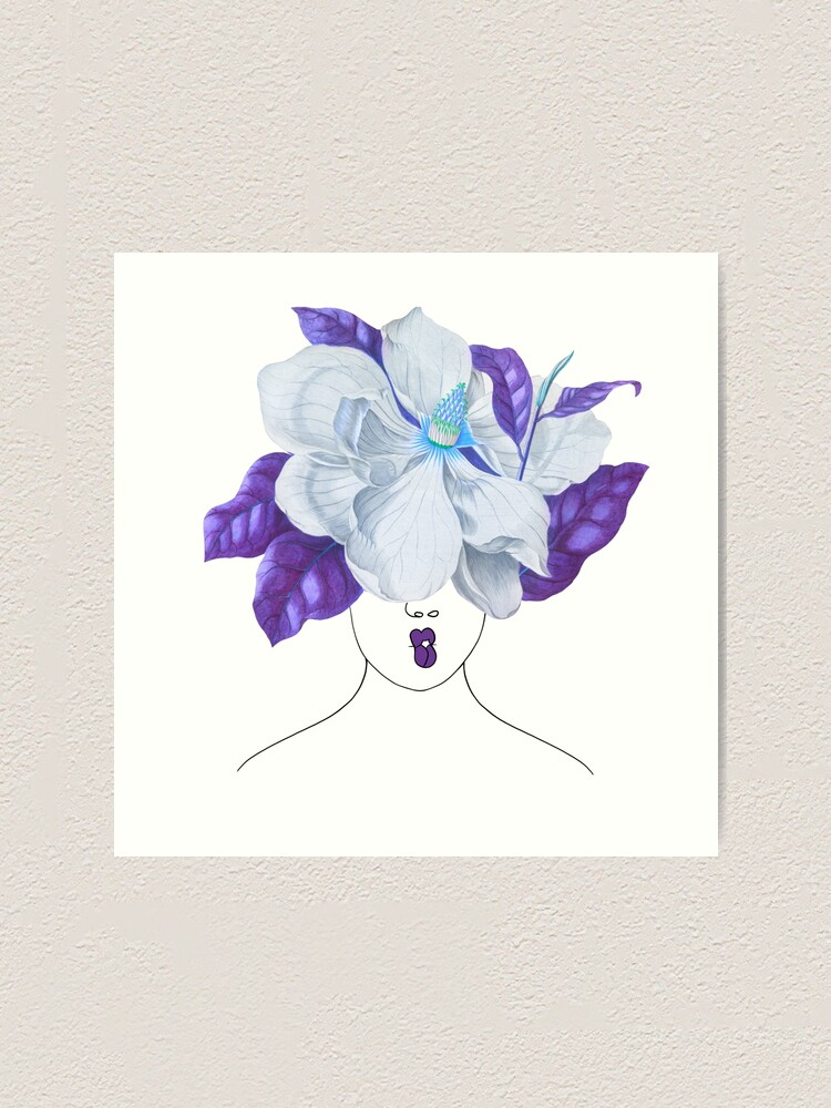 Flower Head Art Print Minimal Line Art Floral Illustration Single