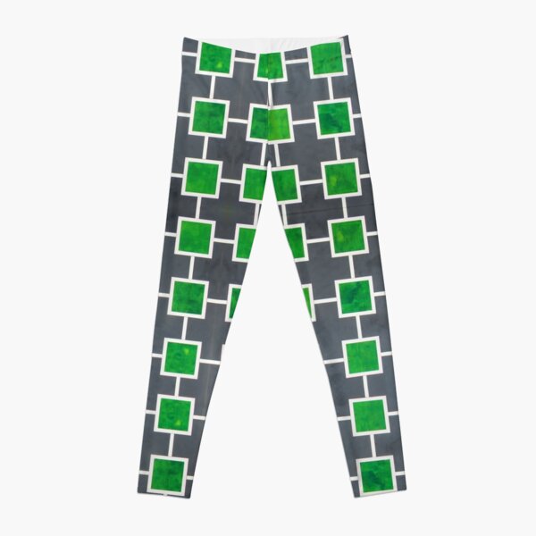 Wood Quilt - Garden Trellis Pattern in Varigated Greens Leggings