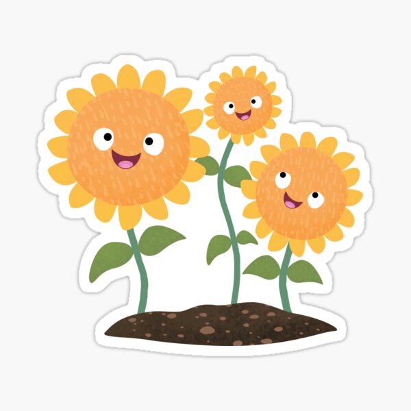 Item preview, Cute happy sunflowers smiling cartoon illustration designed and sold by FrogFactory.