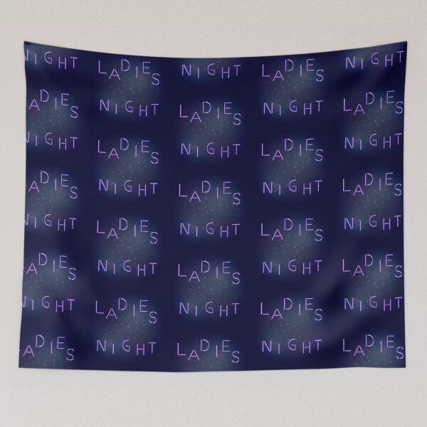 Item preview, Vector illustration of starry night sky background and Ladies night glowing violet text designed and sold by Familyshmot.