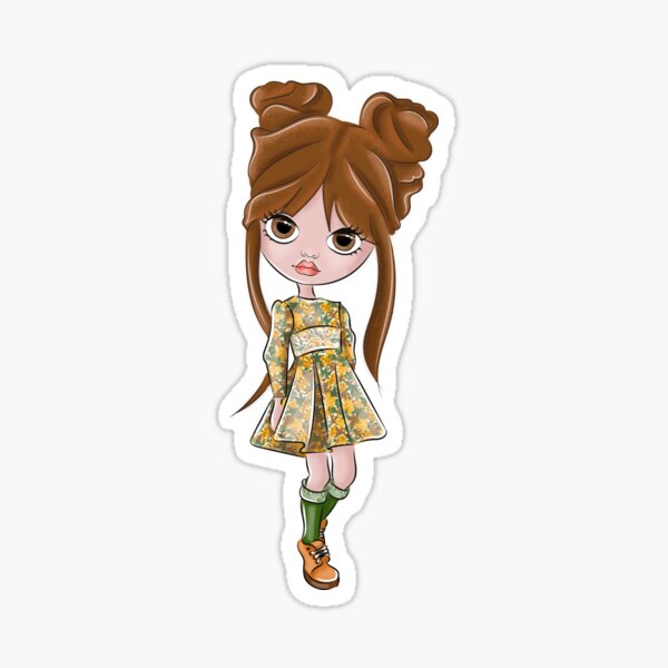 cute doll, doll, dolly, blithe doll Sticker
