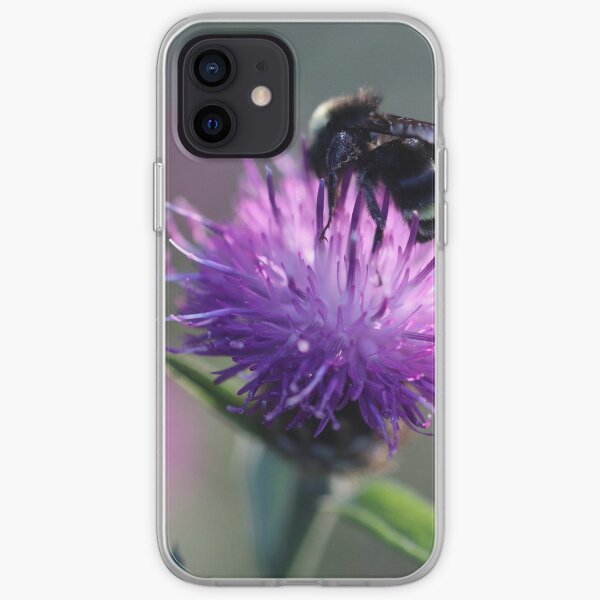 bumble bee on purple flower iPhone Soft Case