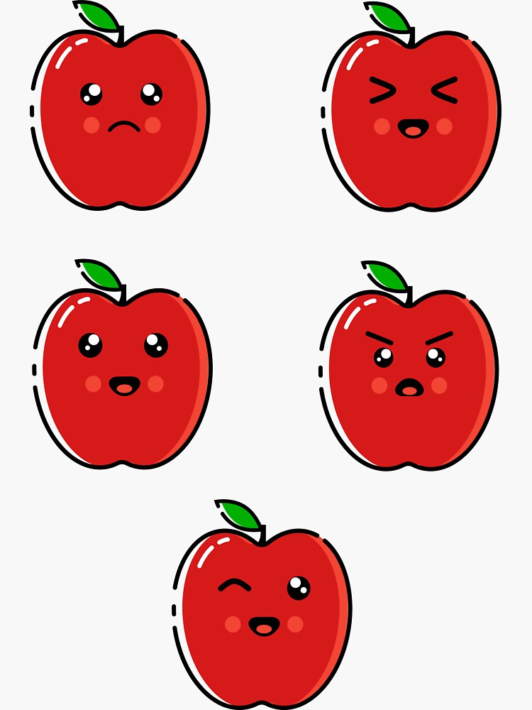 "Cute Red Apple Emoji Stickers Pack" Sticker for Sale by RetProject