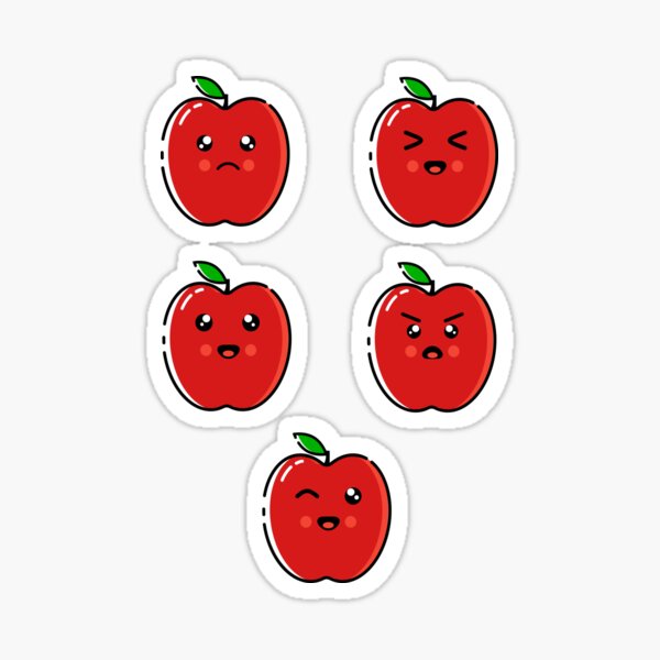 "Cute Red Apple Emoji Stickers Pack" Sticker for Sale by RetProject