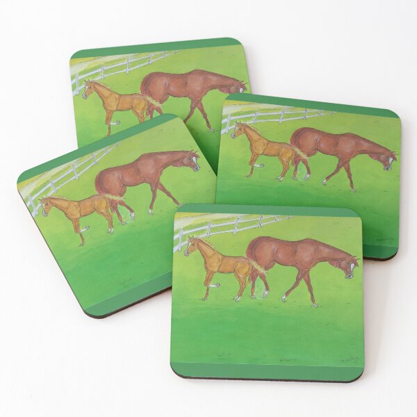 Item preview, Mare and foal illustration designed and sold by horseaddicted.
