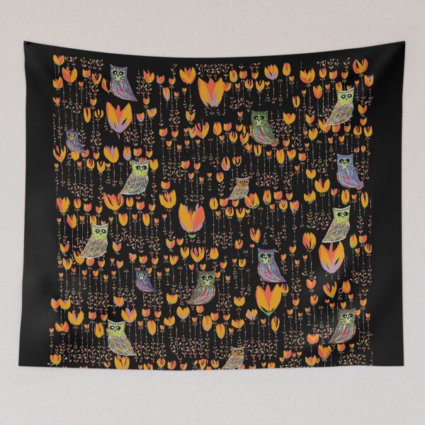 Item preview, Tulipanes y búhos, estilo oscuro. designed and sold by ZjalDesign.