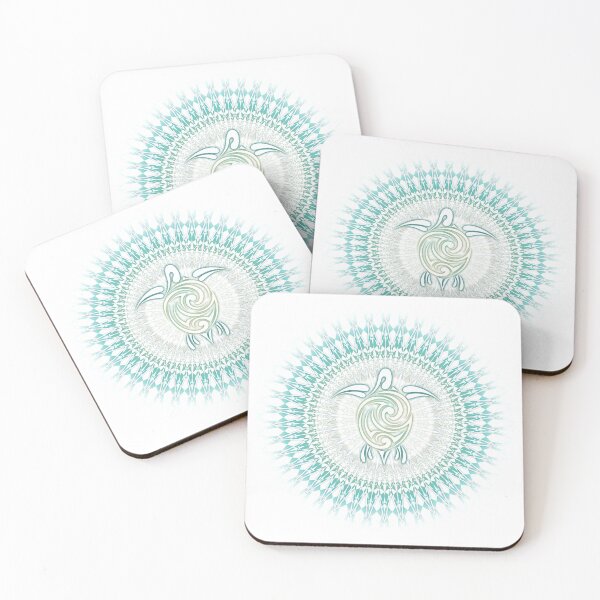 Item preview, Green Turquoise Turtle And Mandala White Background designed and sold by Nina Baydur.