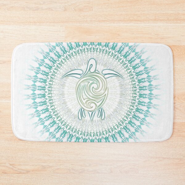 Item preview, Green Turquoise Turtle And Mandala White Background designed and sold by Nina Baydur.