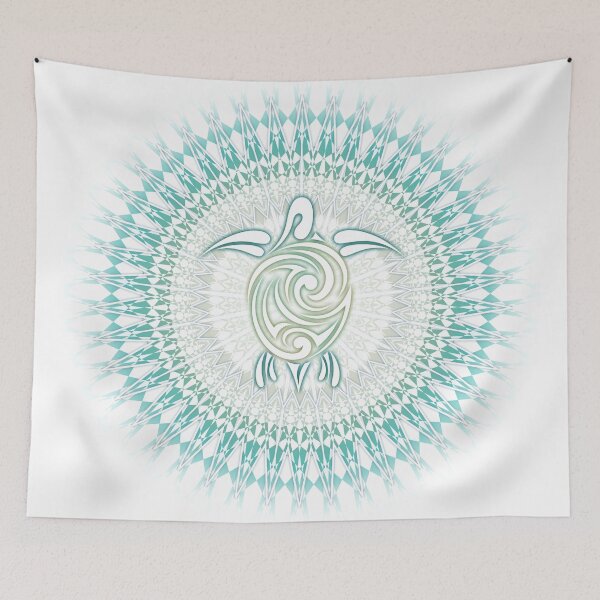 Item preview, Green Turquoise Turtle And Mandala White Background designed and sold by Nina Baydur.