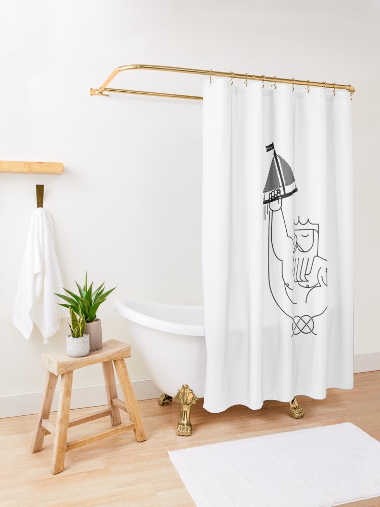 Alternate view of Neptune design Shower Curtain