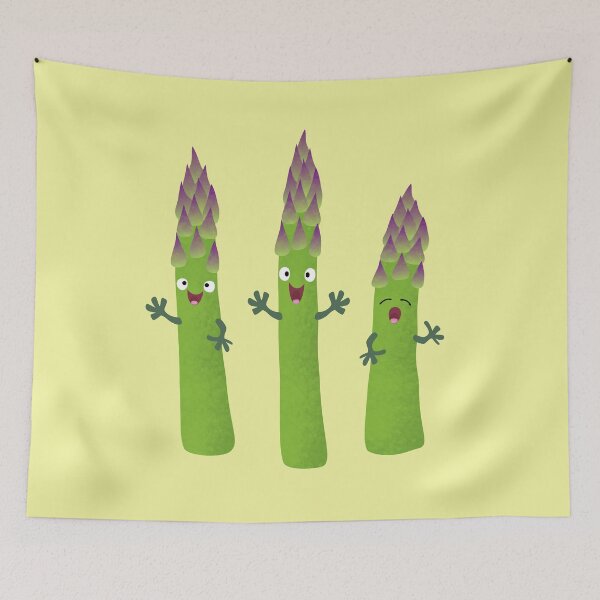 Item preview, Cute asparagus singing vegetable trio cartoon  designed and sold by FrogFactory.