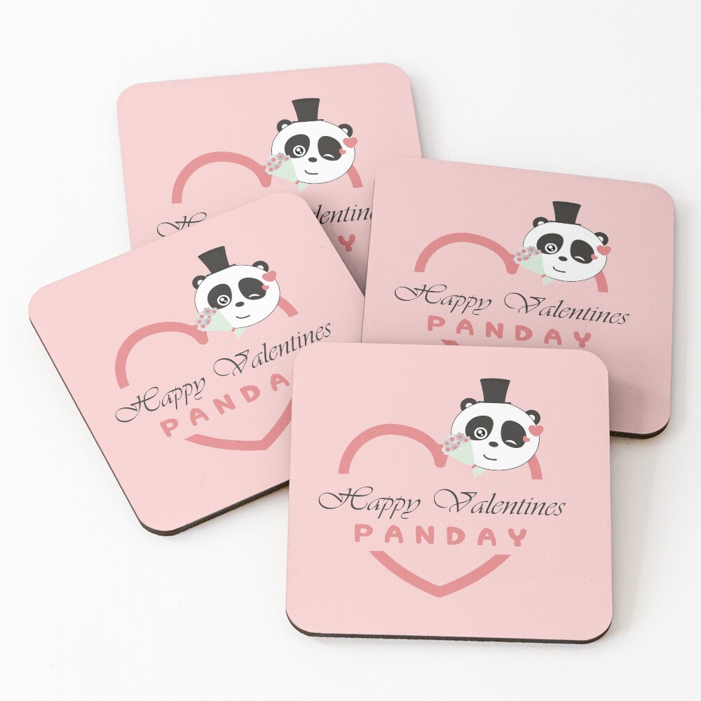 Valentines PANDAY Coasters (Set of 4)