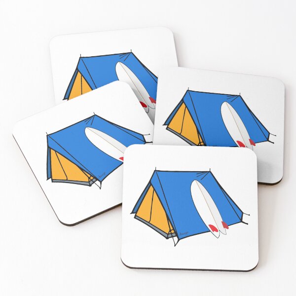 Surfing camp design Coasters (Set of 4)