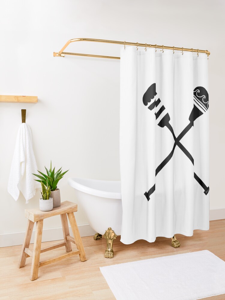 Alternate view of Rowing design Shower Curtain