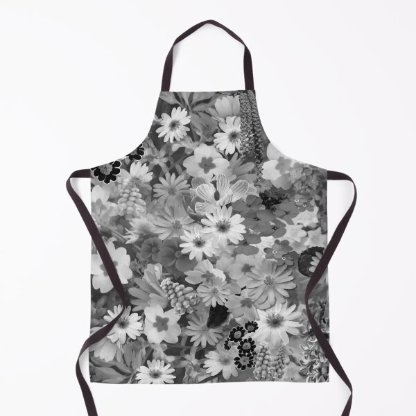 Item preview, Black and white plant artwork floral pattern with daisies, gerberas, hyacinthes, violets and wild flowers for decoration designed and sold by hyggekrog.