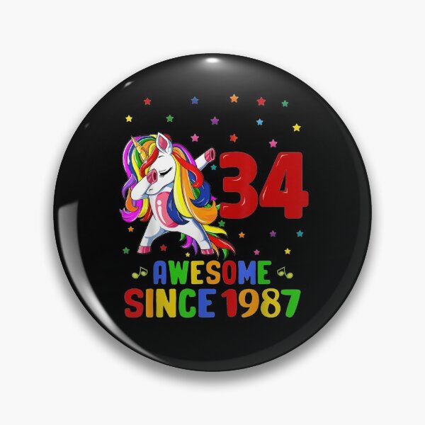 Item preview, Awesome Since 1987 Unicorn Dabbing 34th Birthday 34 Yrs Old designed and sold by shirleyfinley.
