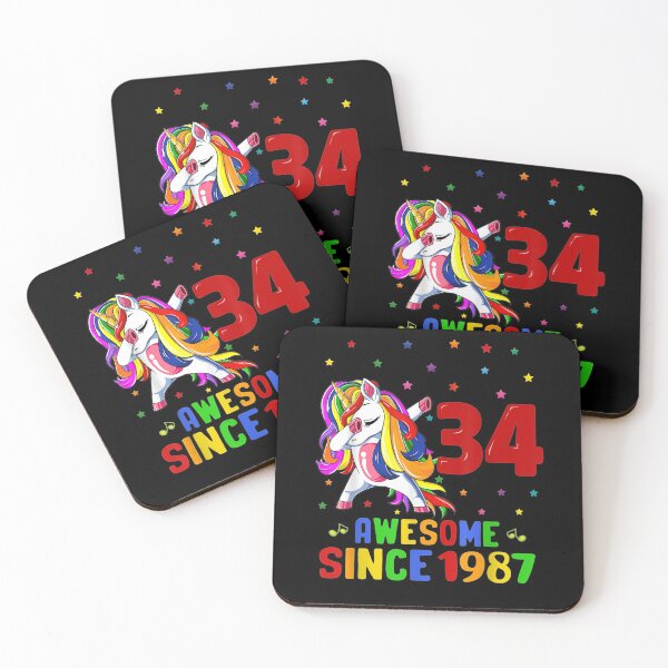 Item preview, Awesome Since 1987 Unicorn Dabbing 34th Birthday 34 Yrs Old designed and sold by shirleyfinley.