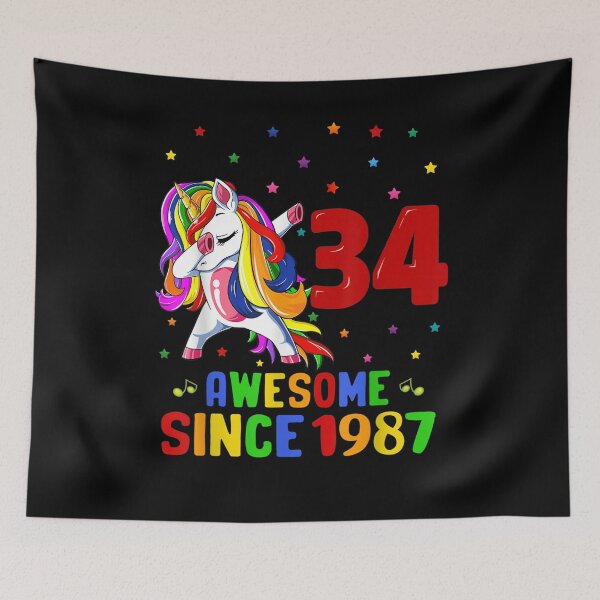 Item preview, Awesome Since 1987 Unicorn Dabbing 34th Birthday 34 Yrs Old designed and sold by shirleyfinley.