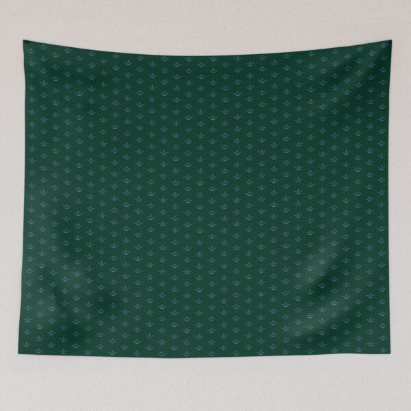 Item preview, Dark moderate blue royal crown pattern on forest green background designed and sold by fowons.